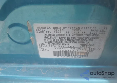 2014 Nissan Versa Note Sv z USA, uszkodzony, nr VIN 3N1CE2CP3EL367619